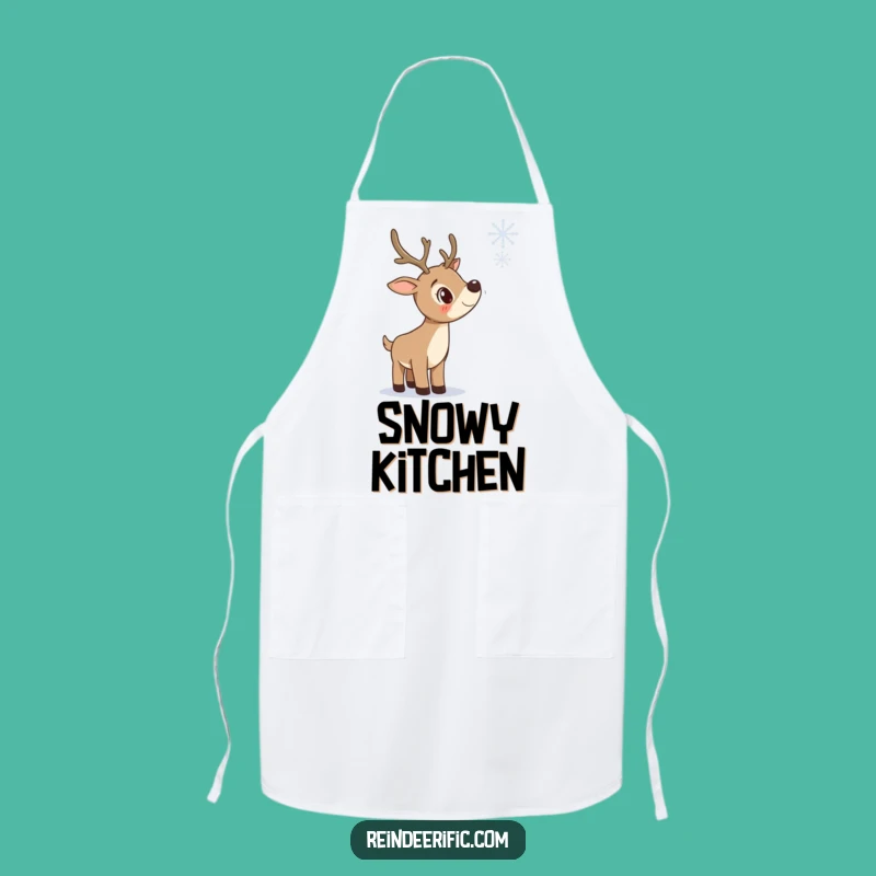 Funny Curious Reindeer Apron: Kitchen Snowflake Watcher Bib, Practical Funny Gift!