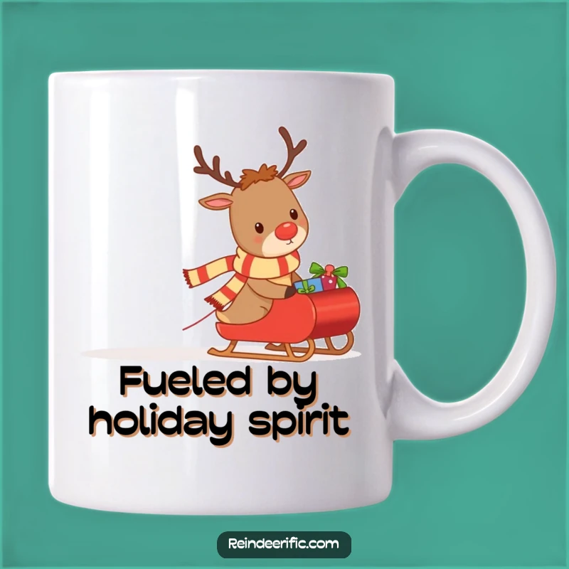 Funny Reindeer Mug: Determined Gift-Puller, Festive Scarf, Perfect Funny Gift