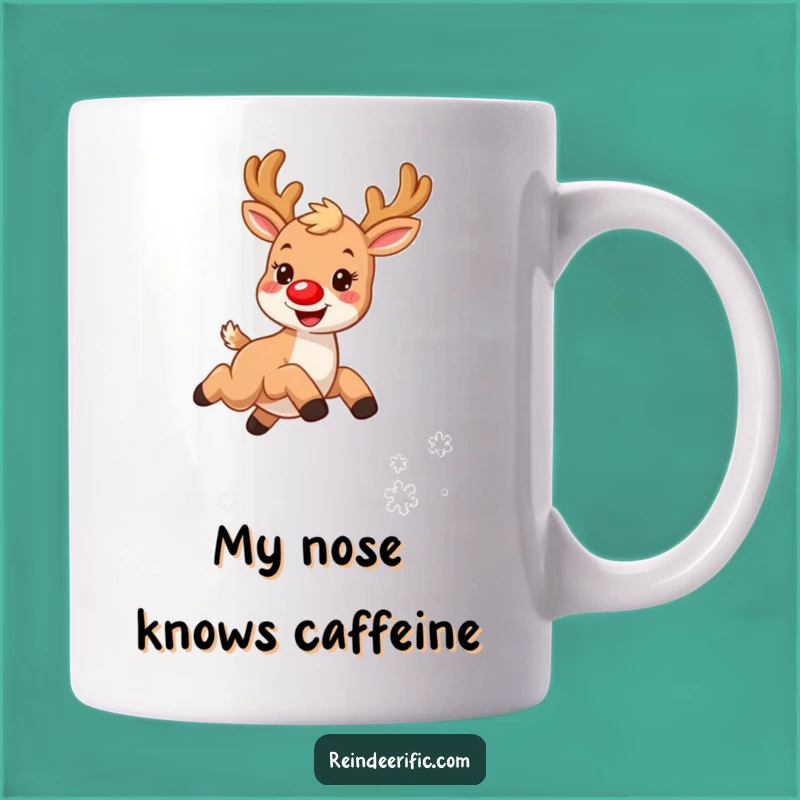 Funny Reindeer Mug: Joyful Furry Friend with Red Nose, Perfect Funny Gift