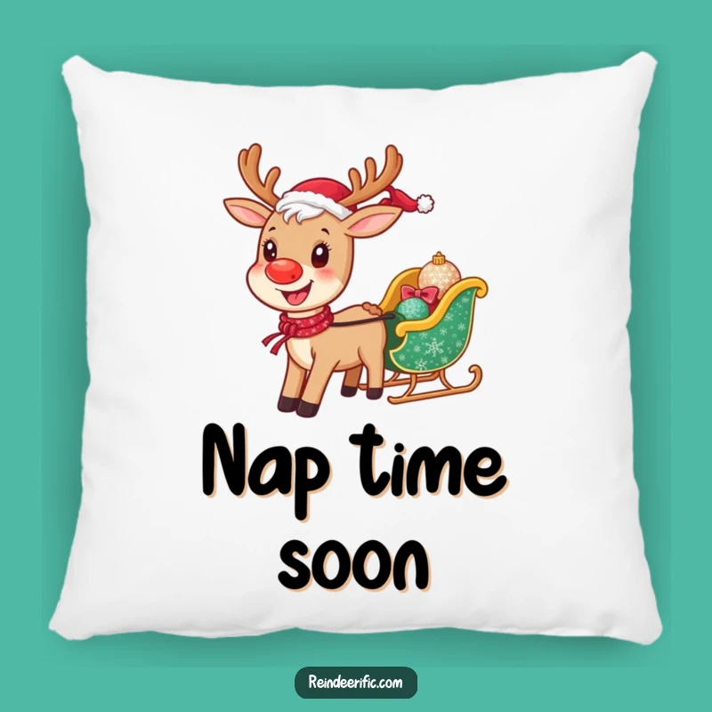 Funny Cheerful Reindeer Pillow: Soft Sleigh Pulling Cushion, Adorable Funny Gift!