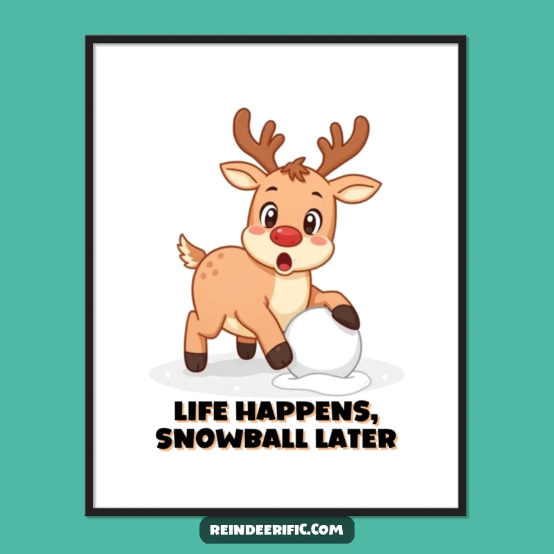 Free Printable Funny Wall Art: Surprised Reindeer Stumble, Comedic Downloadable Decor
