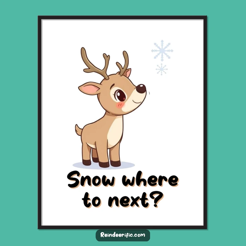 Free Printable Wall Art: Curious Reindeer Snowflake Funny Downloadable Art Gift