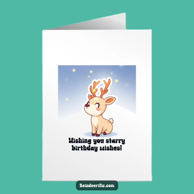 Free Printable Birthday Card: Starry Reindeer Sprite, Downloadable Wishes for Magical Gifts