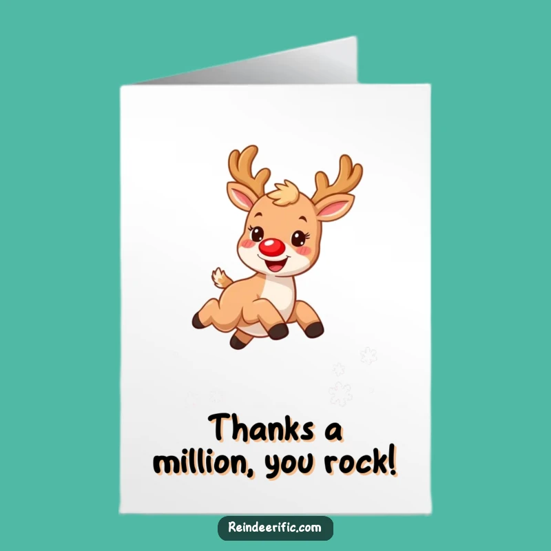 Free Printable Thank You Card: Reindeer's Grateful Leap, Downloadable for Heartfelt Gifts