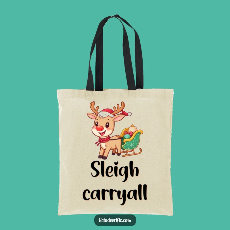 Funny Cheerful Reindeer Tote Bag: Durable Sleigh Pulling Carryall, Excellent Funny Gift!